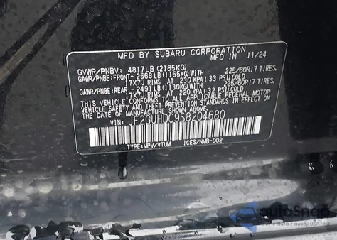 2025 Subaru Crosstrek Premium from USA, damaged, VIN JF2GUHDC9S8204680